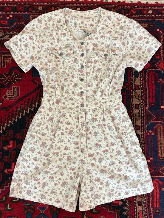 Vintage Pants - Vintage 90s Bill Blass Floral Jean Romper
